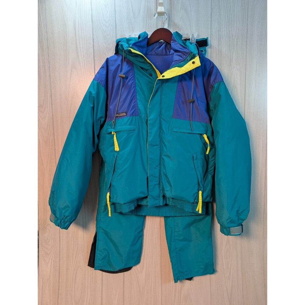 Vintage RETRO Columbia Vamoose Ski COAT Jacket Pants MultiColor Set Mens